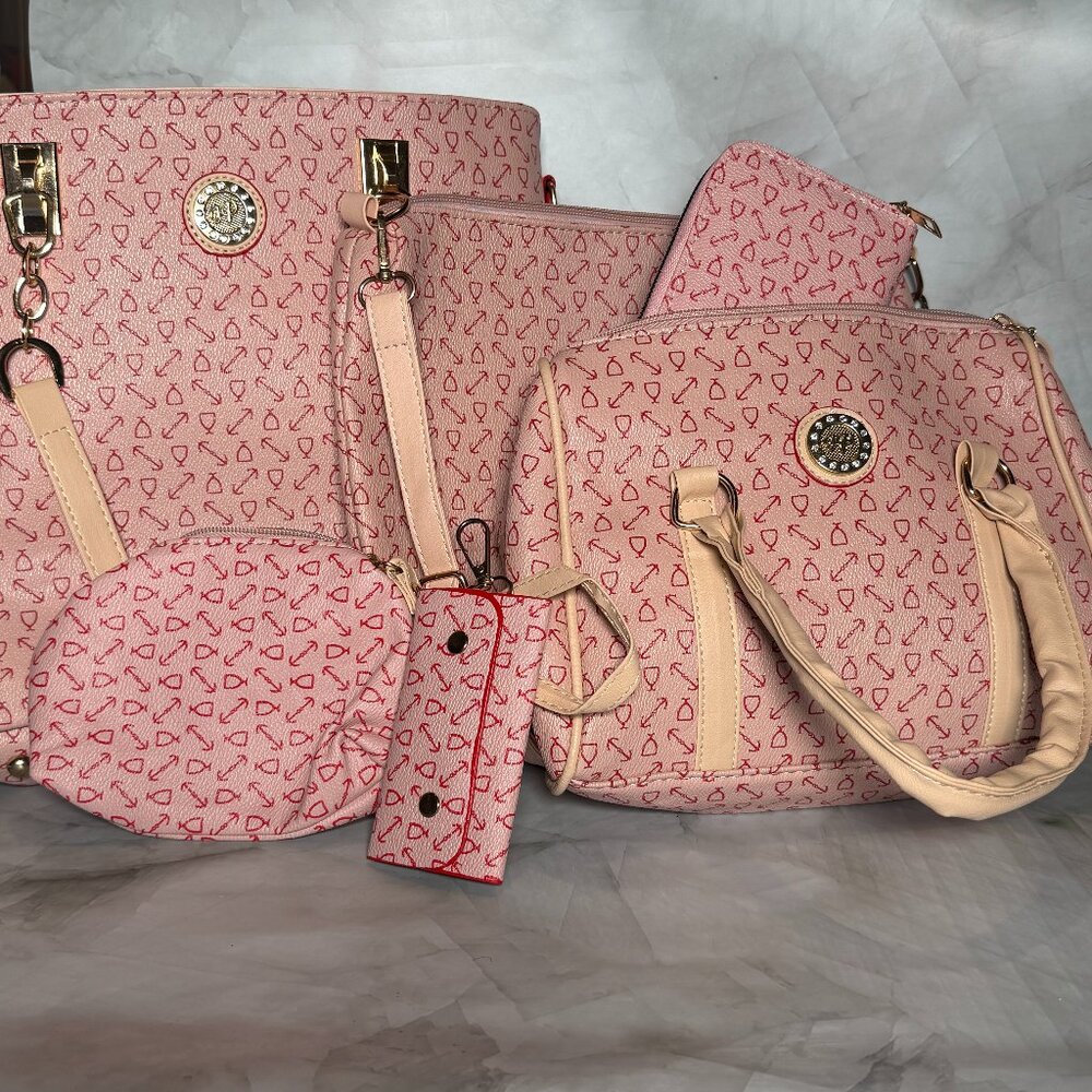 6 Piece Pink Purse Set